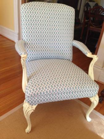 blue and white side chair