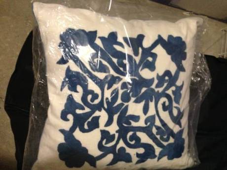 navy and ivory pillow