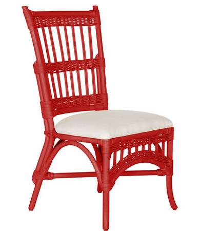 Pair of Hampton Red Rattan Dining Chairs