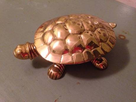 vintage brass turtle trinket tray